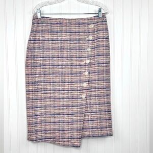 Halogen Women's Pencil Skirt Faux Wrap Button Tweed‎ Size 10